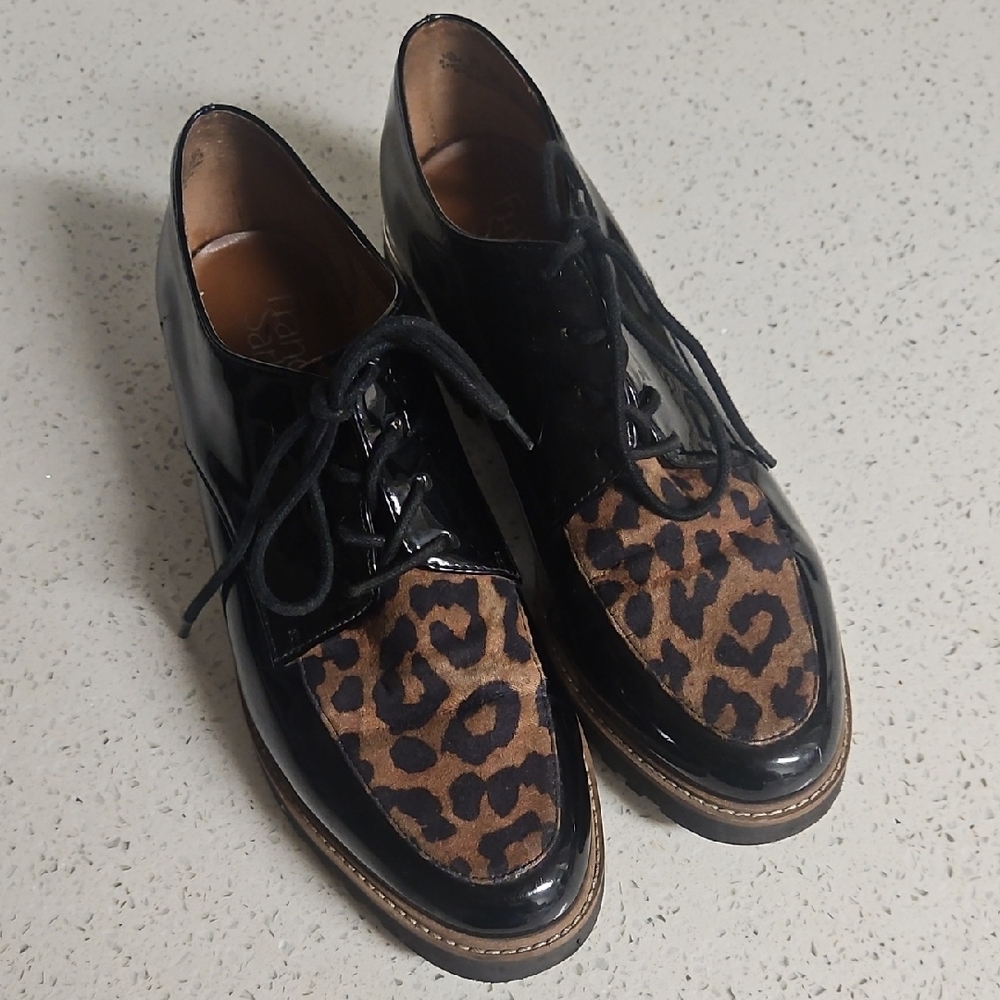 Leopard Print Patent Leather Oxfords